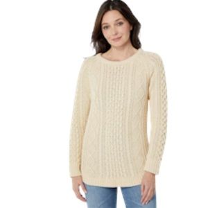 L.L. Bean Signature Fisherman Tunic Sweater Large Coastal Grandma